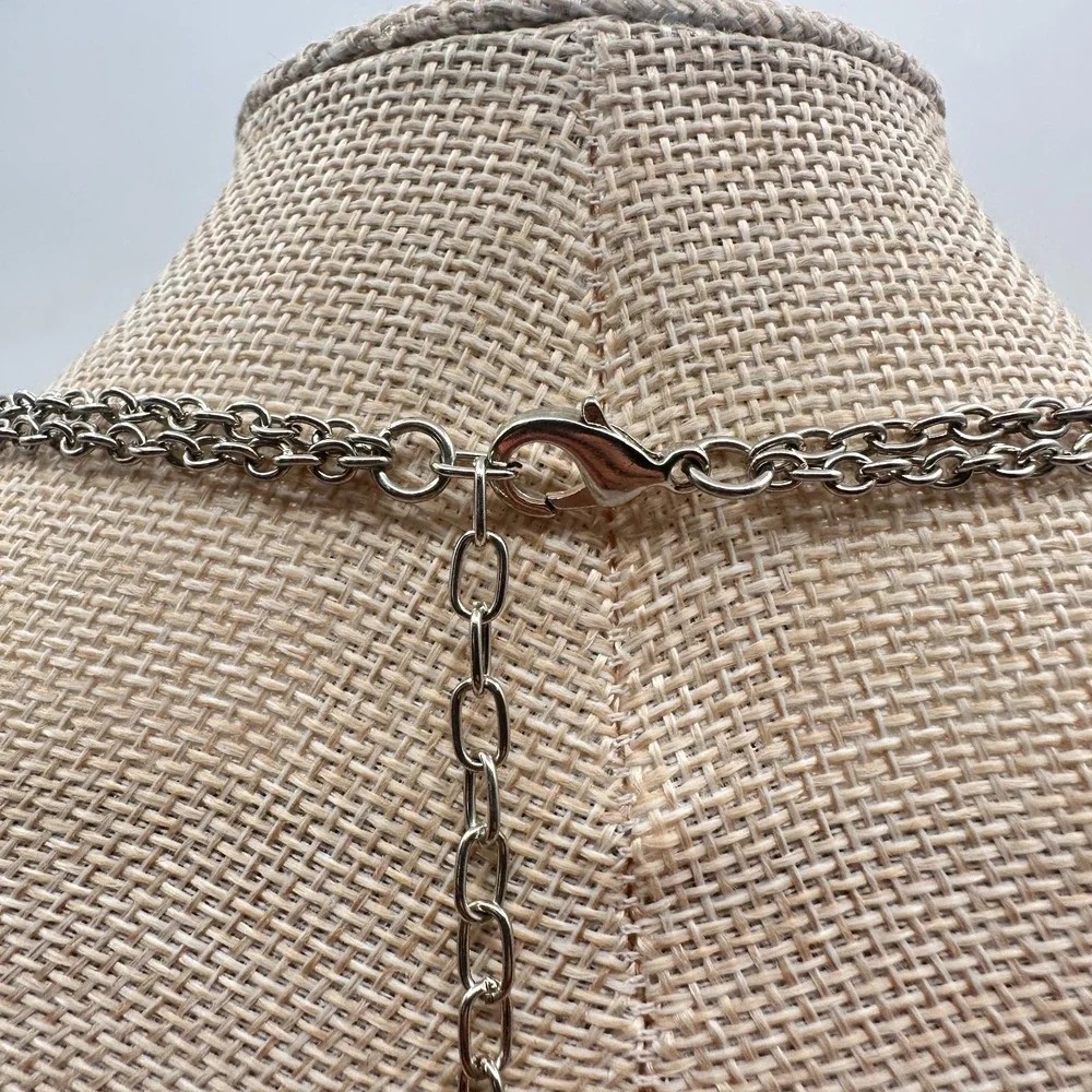 Vintage 90s Hammered Disc Double Strand Necklace Women's Classic Jewelry